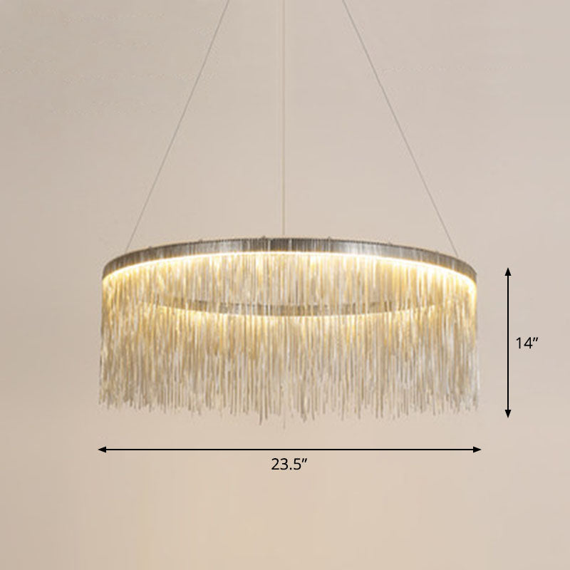 Modern Fringed Round Ceiling Pendant Light for Living Room