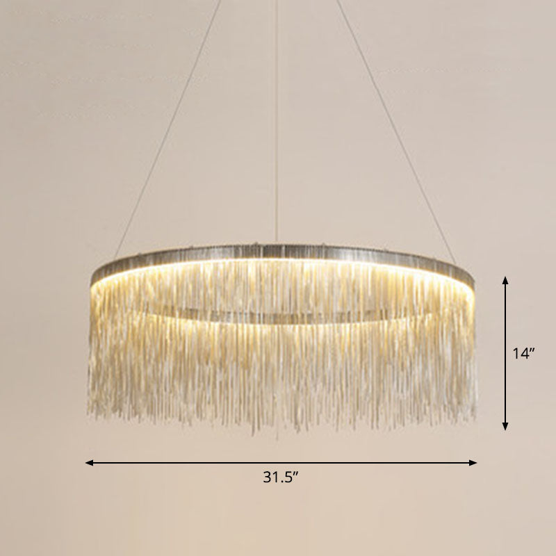 Modern Fringed Round Ceiling Pendant Light for Living Room