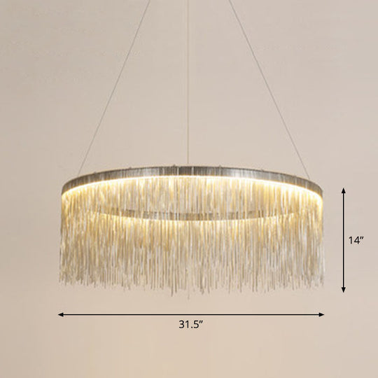 Modern Fringed Round Ceiling Pendant Light for Living Room