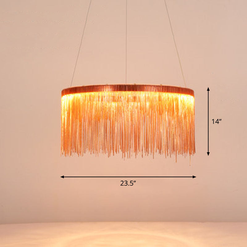 Modern Fringed Round Ceiling Pendant Light for Living Room