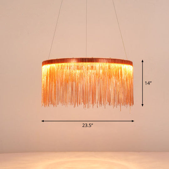 Modern Fringed Round Ceiling Pendant Light For Living Room Rose Gold / 23.5