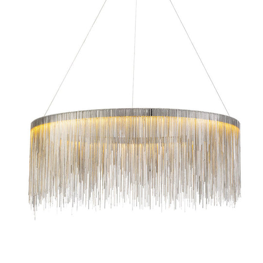 Postmodern Metal Fringe Pendant Light: Stylish Single Suspension Fixture For Living Room