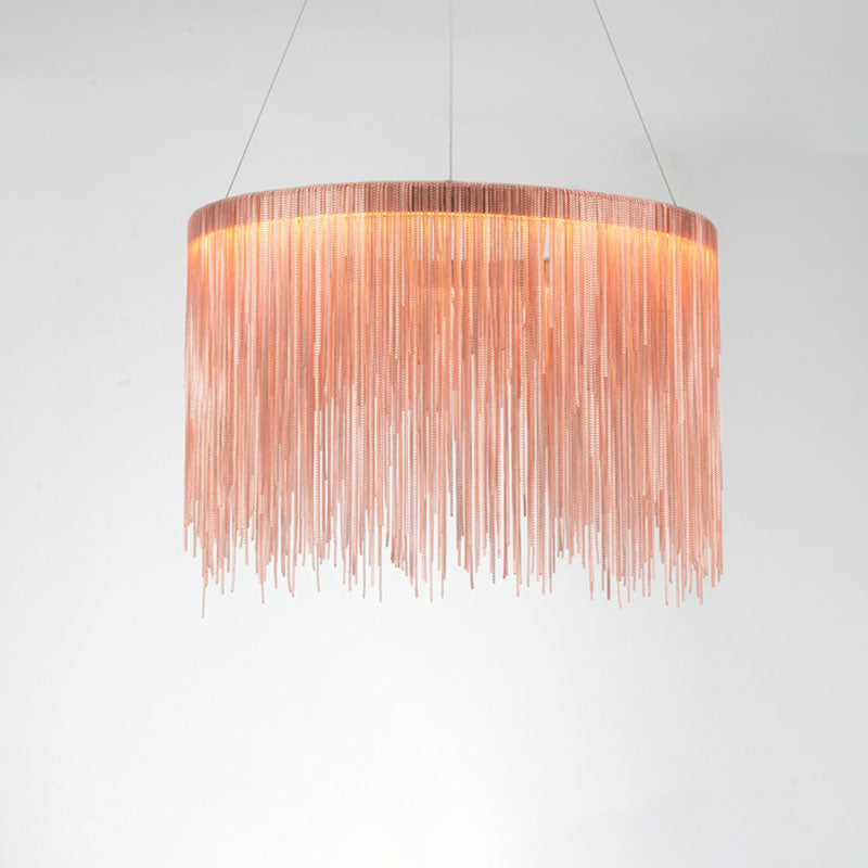 Postmodern Metal Fringe Pendant Light: Stylish Single Suspension Fixture For Living Room Rose Gold /