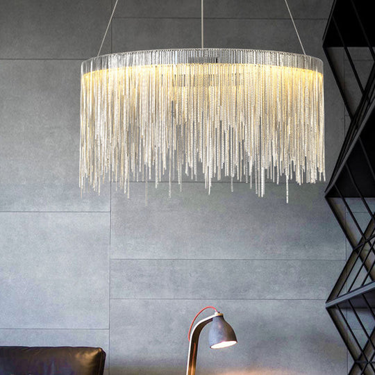 Postmodern Metal Fringe Pendant Light: Stylish Single Suspension Fixture For Living Room