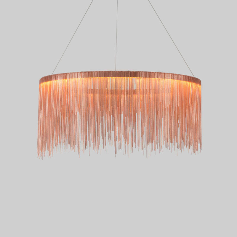 Postmodern Metal Fringe Pendant Light: Stylish Single Suspension Fixture For Living Room Rose Gold /