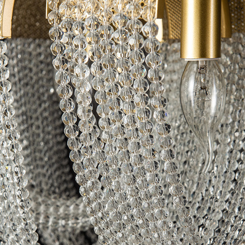 Golden Fringed Suspension Light - Post-Modern Crystal Pendant For Dining Room