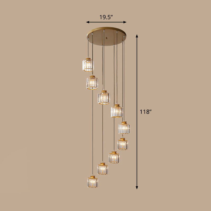Contemporary Prismatic Crystal Spiral Ceiling Lamp: Multi-Purpose Suspension Light Fixture For