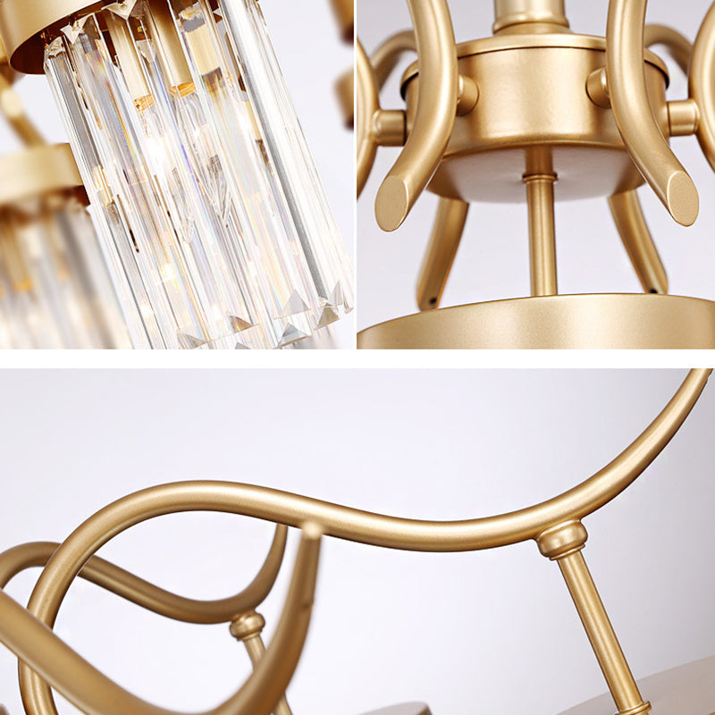 Modern Brass Cylindrical Chandelier Light With 7/9-Head Design