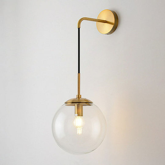 Sleek Glass Spherical Wall Sconce Light - Stylish Single Bulb Hanging Lighting For Living Room