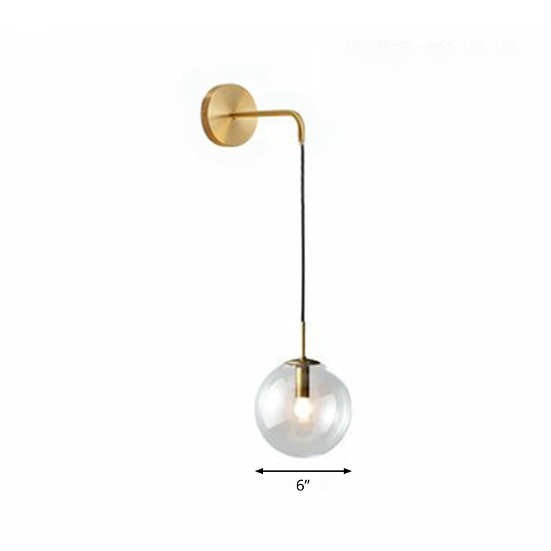 Sleek Glass Spherical Wall Sconce Light - Stylish Single Bulb Hanging Lighting For Living Room Gold