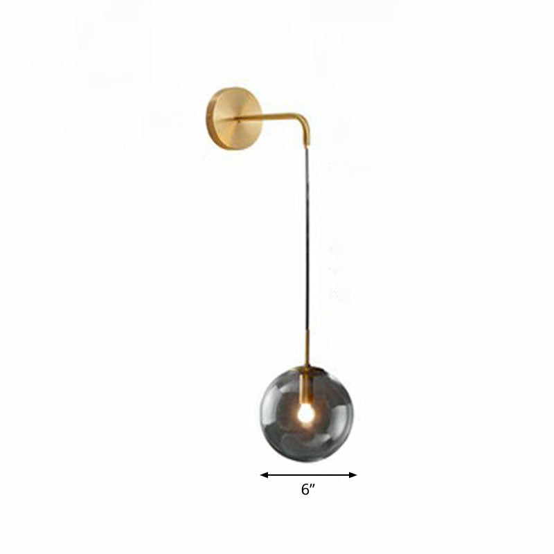 Sleek Glass Spherical Wall Sconce Light - Stylish Single Bulb Hanging Lighting For Living Room Gold