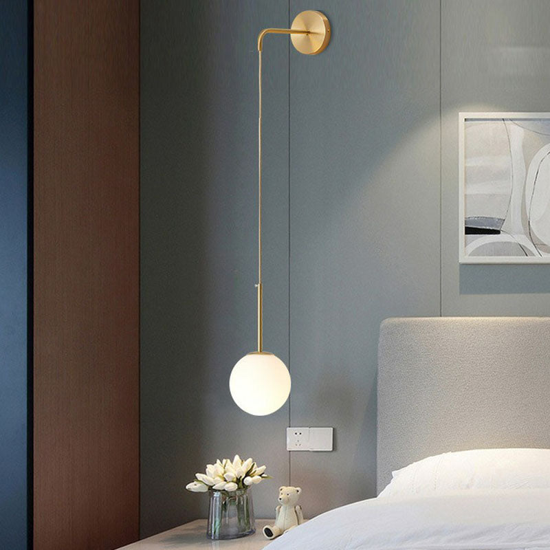 Postmodern Glass Globe Wall Lamp For Bedroom - 1-Light Mount Fixture