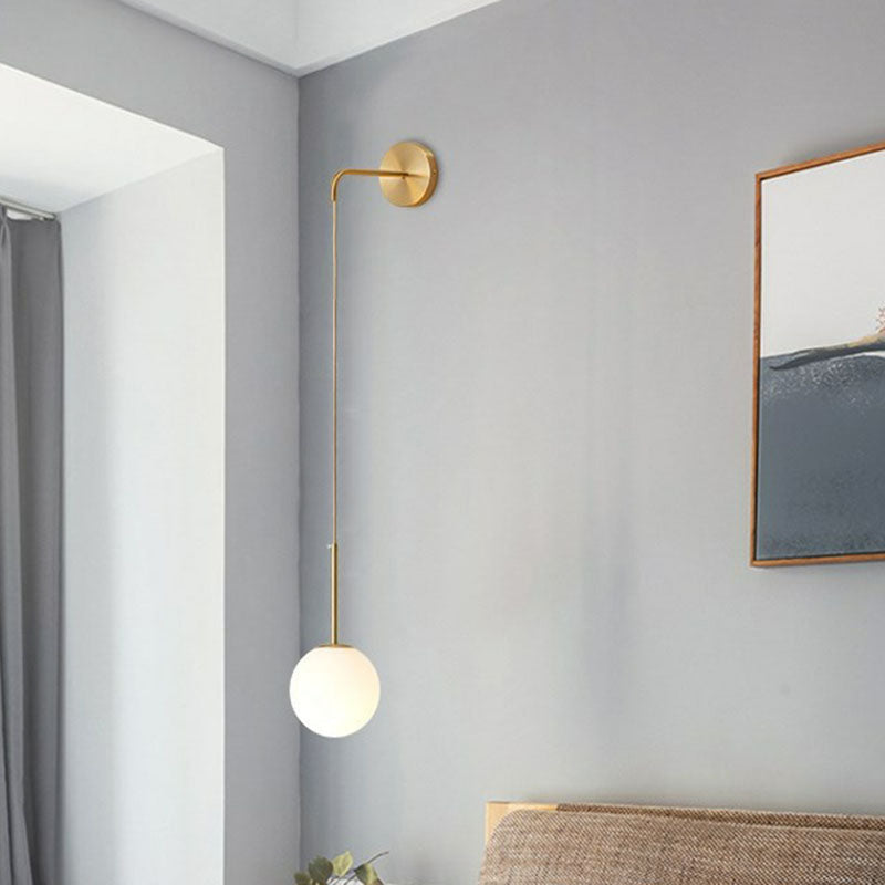 Postmodern Glass Globe Wall Lamp For Bedroom - 1-Light Mount Fixture