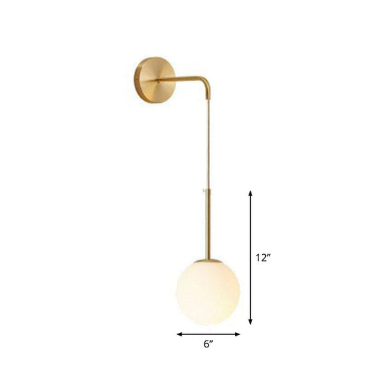 Postmodern Glass Globe Wall Lamp For Bedroom - 1-Light Mount Fixture Gold / White A