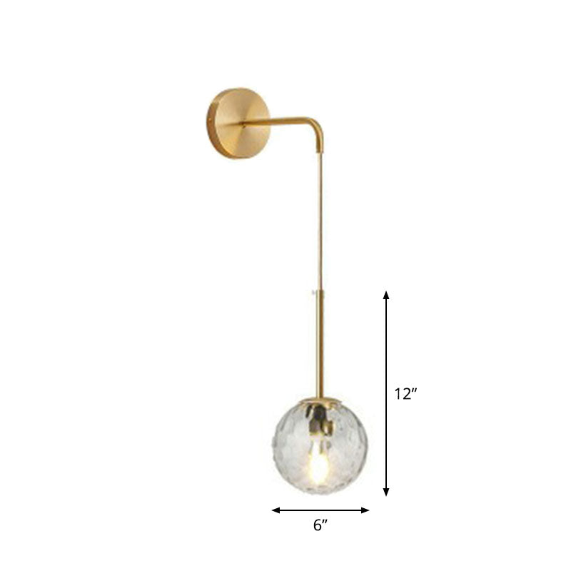 Postmodern Glass Globe Wall Lamp For Bedroom - 1-Light Mount Fixture Gold / Clear A