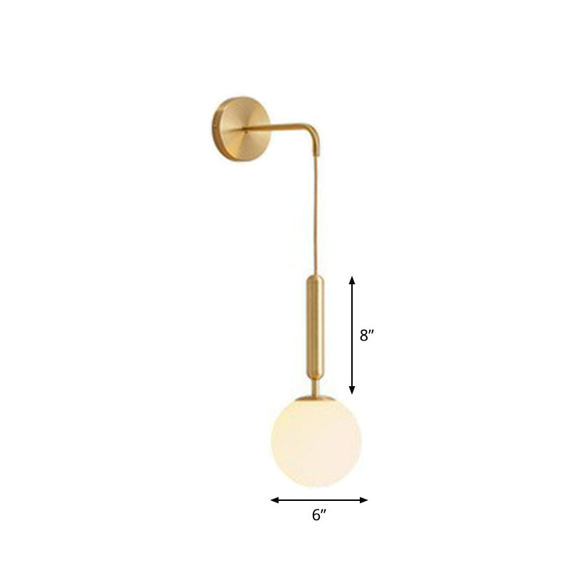 Postmodern Glass Globe Wall Lamp For Bedroom - 1-Light Mount Fixture Gold / White B
