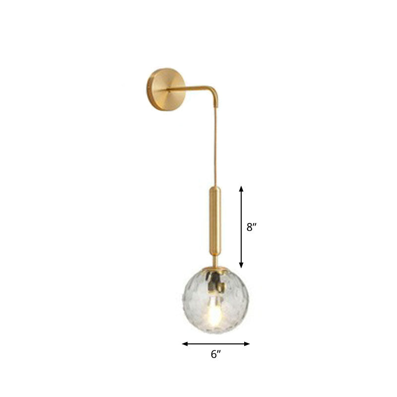 Postmodern Glass Globe Wall Lamp For Bedroom - 1-Light Mount Fixture Gold / Clear B