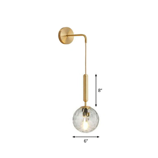 Postmodern Glass Globe Wall Lamp For Bedroom - 1-Light Mount Fixture Gold / Clear B