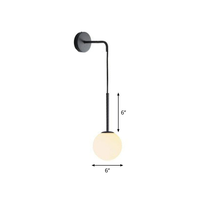 Postmodern Glass Globe Wall Lamp For Bedroom - 1-Light Mount Fixture Black / White A