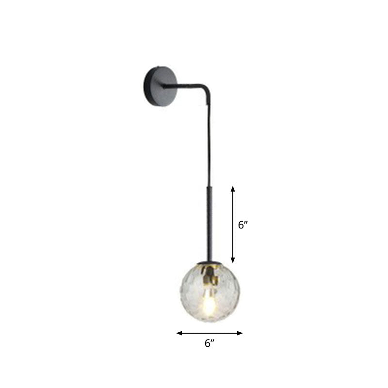 Postmodern Glass Globe Wall Lamp For Bedroom - 1-Light Mount Fixture Black / Clear A