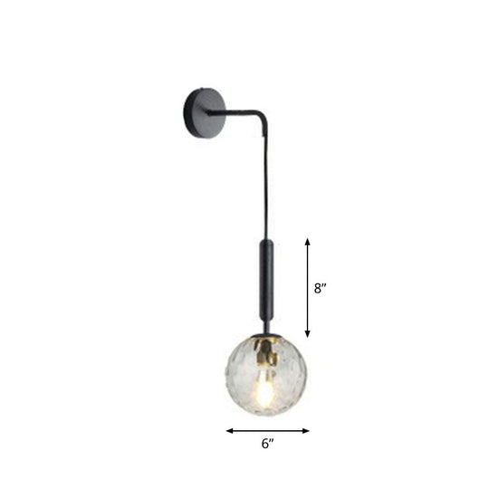 Postmodern Glass Globe Wall Lamp For Bedroom - 1-Light Mount Fixture Black / Clear B
