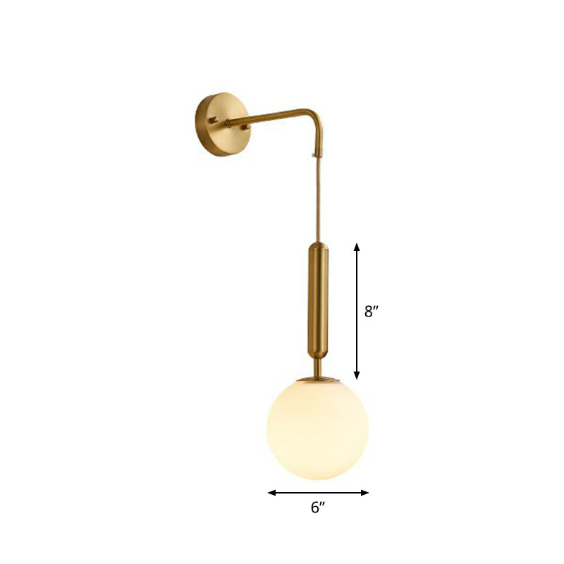 Minimalist Mini Globe Wall Sconce With Cream Glass And Gold Finish For 1-Bulb Lighting