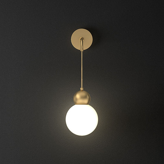 Modern Orb Wall Lamp With Milky Glass Shade - Elegant Gold Sconce Light / 6