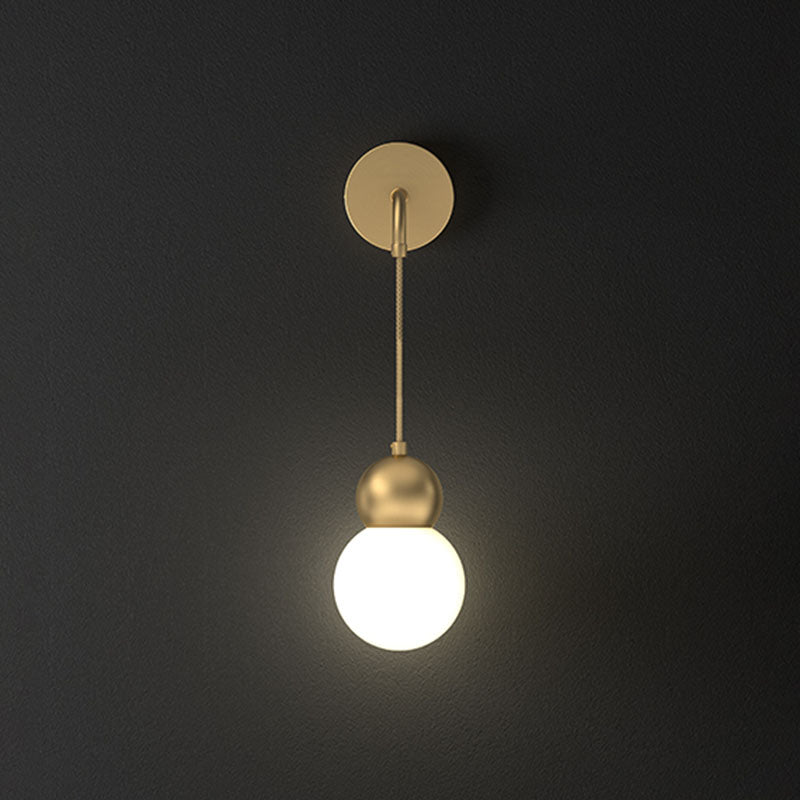 Modern Orb Wall Lamp With Milky Glass Shade - Elegant Gold Sconce Light / 5