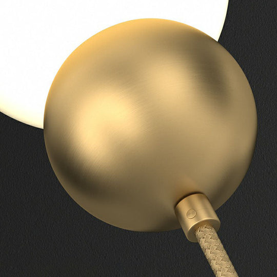 Modern Orb Wall Lamp With Milky Glass Shade - Elegant Gold Sconce Light