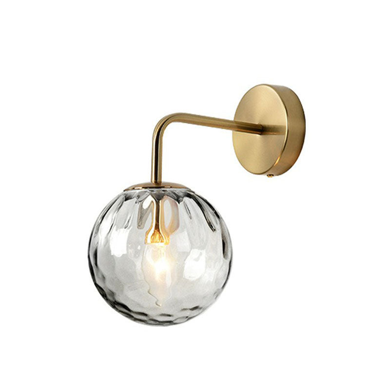 Rippled Glass Wall Mount Light With Spherical Design - Perfect For Bedroom Reading