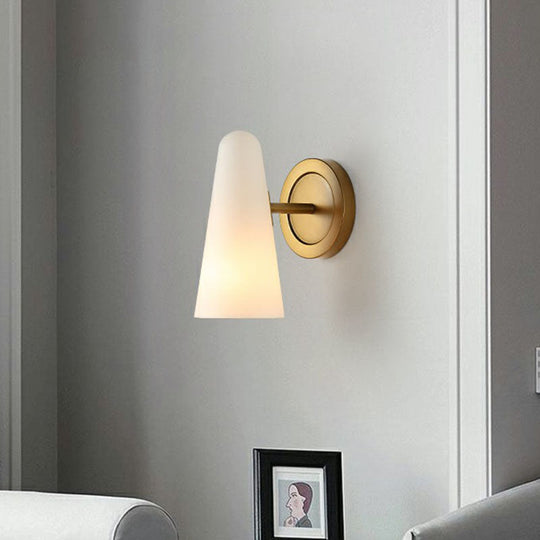 Minimalist Gold Wall Sconce Light For Living Room With Frosted Glass Shade