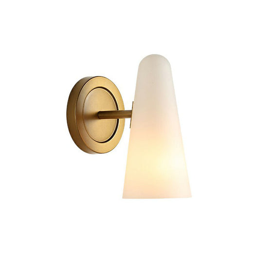 Minimalist Gold Wall Sconce Light For Living Room With Frosted Glass Shade