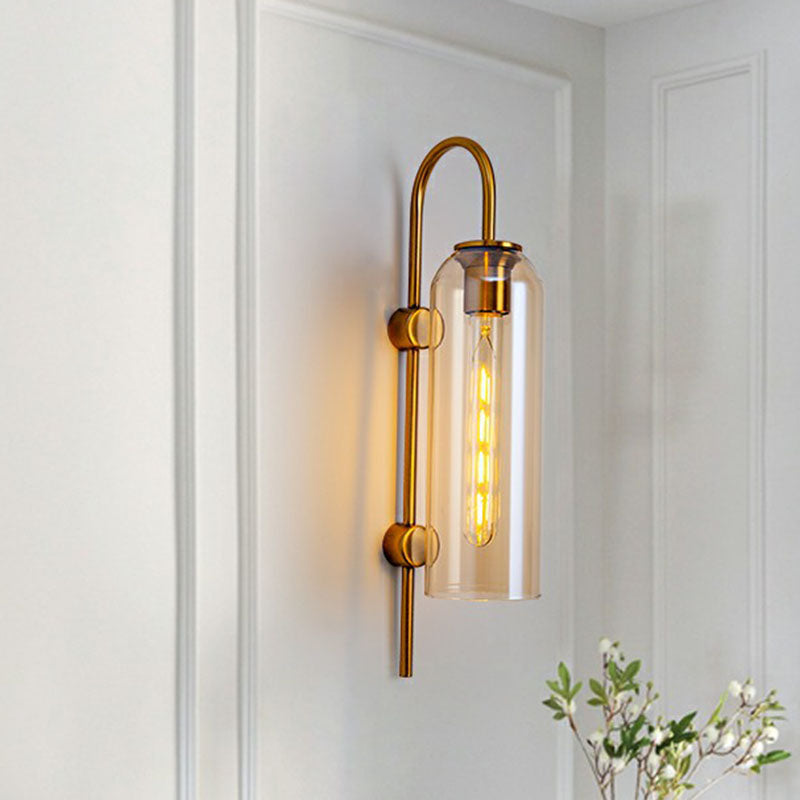 Elegant Glass Wall Sconce - Modern Gooseneck Arm 1-Light Corridor Lamp