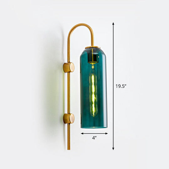 Elegant Glass Wall Sconce - Modern Gooseneck Arm 1-Light Corridor Lamp Green