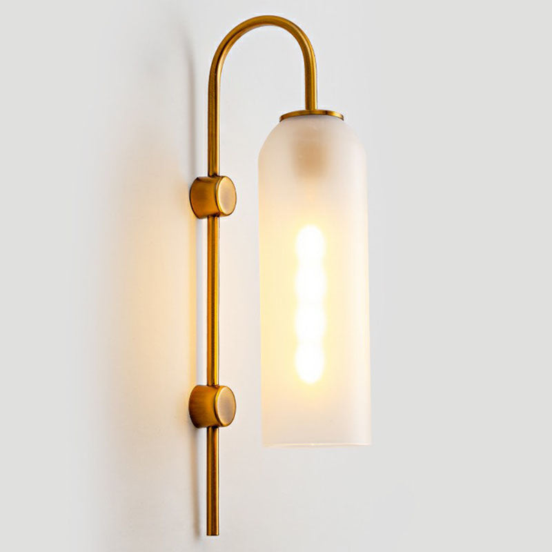 Elegant Glass Wall Sconce - Modern Gooseneck Arm 1-Light Corridor Lamp