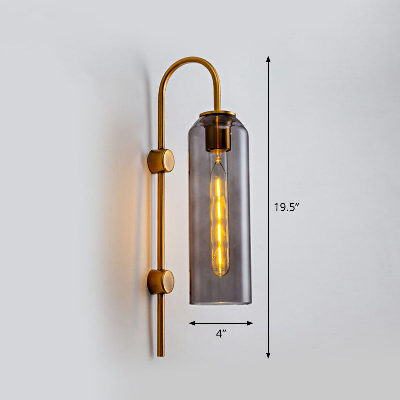 Elegant Glass Wall Sconce - Modern Gooseneck Arm 1-Light Corridor Lamp Grey