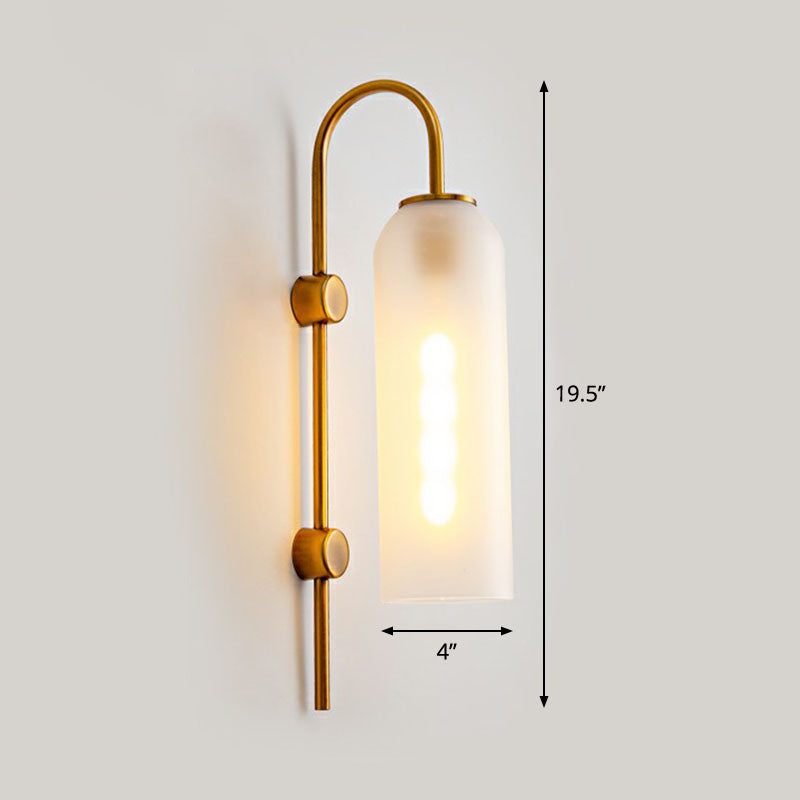 Elegant Glass Wall Sconce - Modern Gooseneck Arm 1-Light Corridor Lamp White