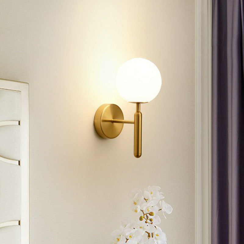 Postmodern Glass Ball Wall Light For Bedroom - Single Bulb Sconce Kit
