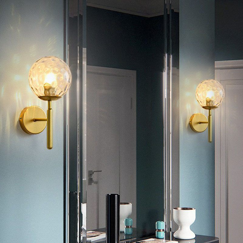 Postmodern Glass Ball Wall Light For Bedroom - Single Bulb Sconce Kit