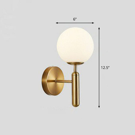 Postmodern Glass Ball Wall Light For Bedroom - Single Bulb Sconce Kit Gold / White