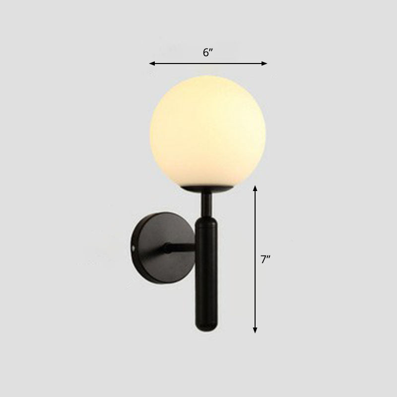 Postmodern Glass Ball Wall Light For Bedroom - Single Bulb Sconce Kit Black / White