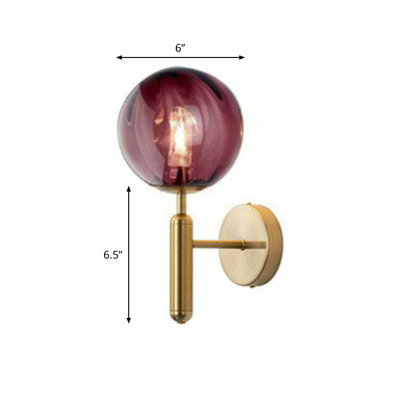 Postmodern Glass Ball Wall Light For Bedroom - Single Bulb Sconce Kit Gold / Red