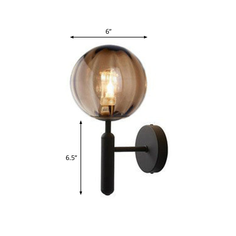 Postmodern Glass Ball Wall Light For Bedroom - Single Bulb Sconce Kit Black / Amber