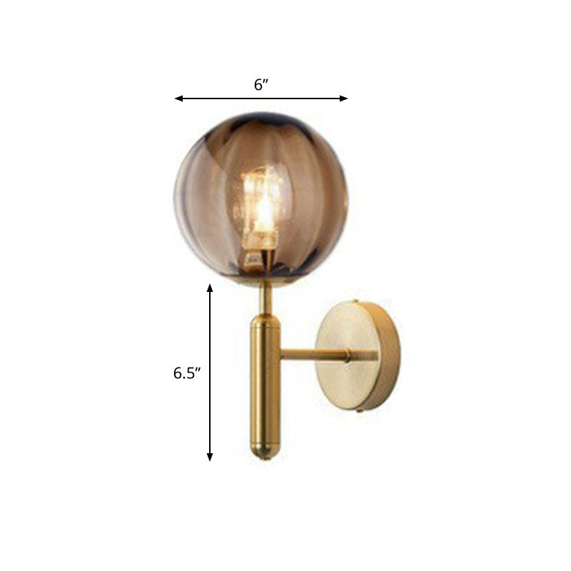 Postmodern Glass Ball Wall Light For Bedroom - Single Bulb Sconce Kit Gold / Amber