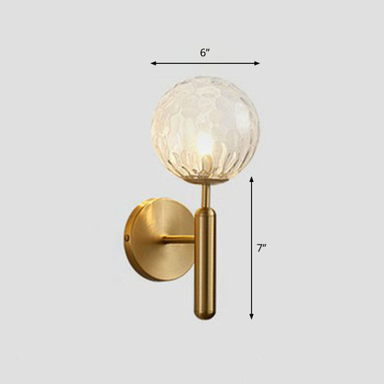 Postmodern Glass Ball Wall Light For Bedroom - Single Bulb Sconce Kit Gold / Clear
