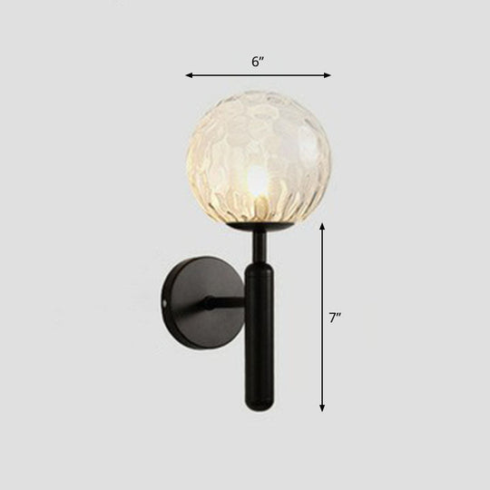 Postmodern Glass Ball Wall Light For Bedroom - Single Bulb Sconce Kit Black / Clear