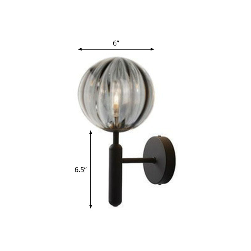Postmodern Glass Ball Wall Light For Bedroom - Single Bulb Sconce Kit Black / Smoke Grey