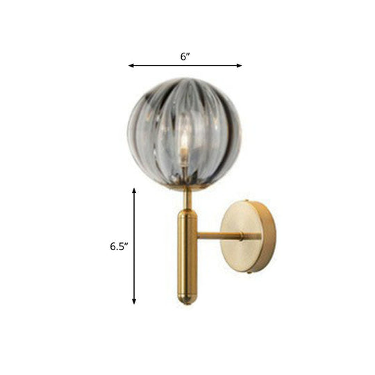 Postmodern Glass Ball Wall Light For Bedroom - Single Bulb Sconce Kit Gold / Smoke Grey