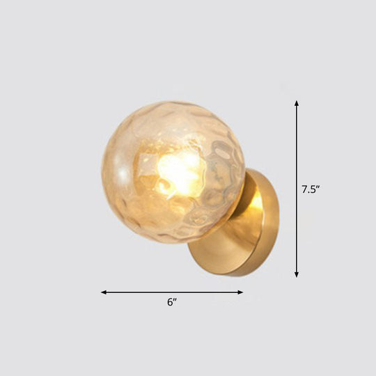 Postmodern 1-Headed Ball Wall Sconce Lamp In Gold - Stairway Lighting / Amber A