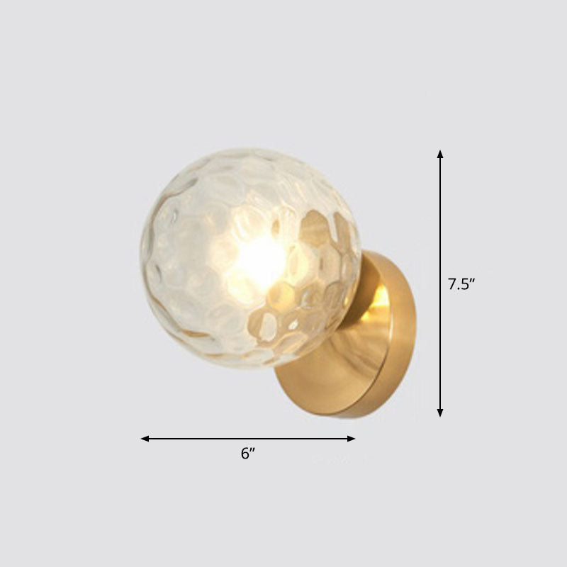 Postmodern 1-Headed Ball Wall Sconce Lamp In Gold - Stairway Lighting / Clear A